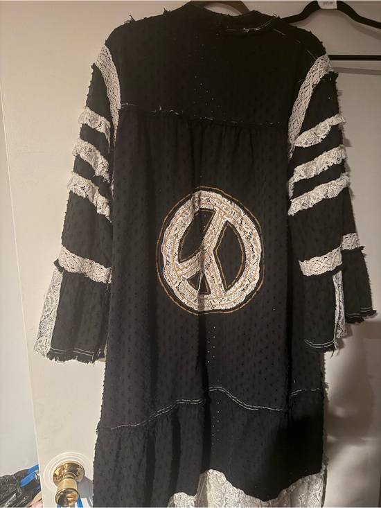 POL Other - POL Denim Duster with White and gold Peace Applique